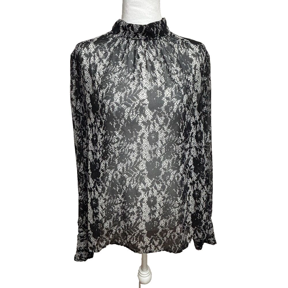 Who‎ What Wear Womens Sheer Top Lace Pattern Whimsigoth Victorian Modern Sz L